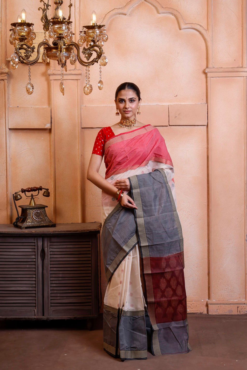 Designer Tant With Ganga Jamuna Border