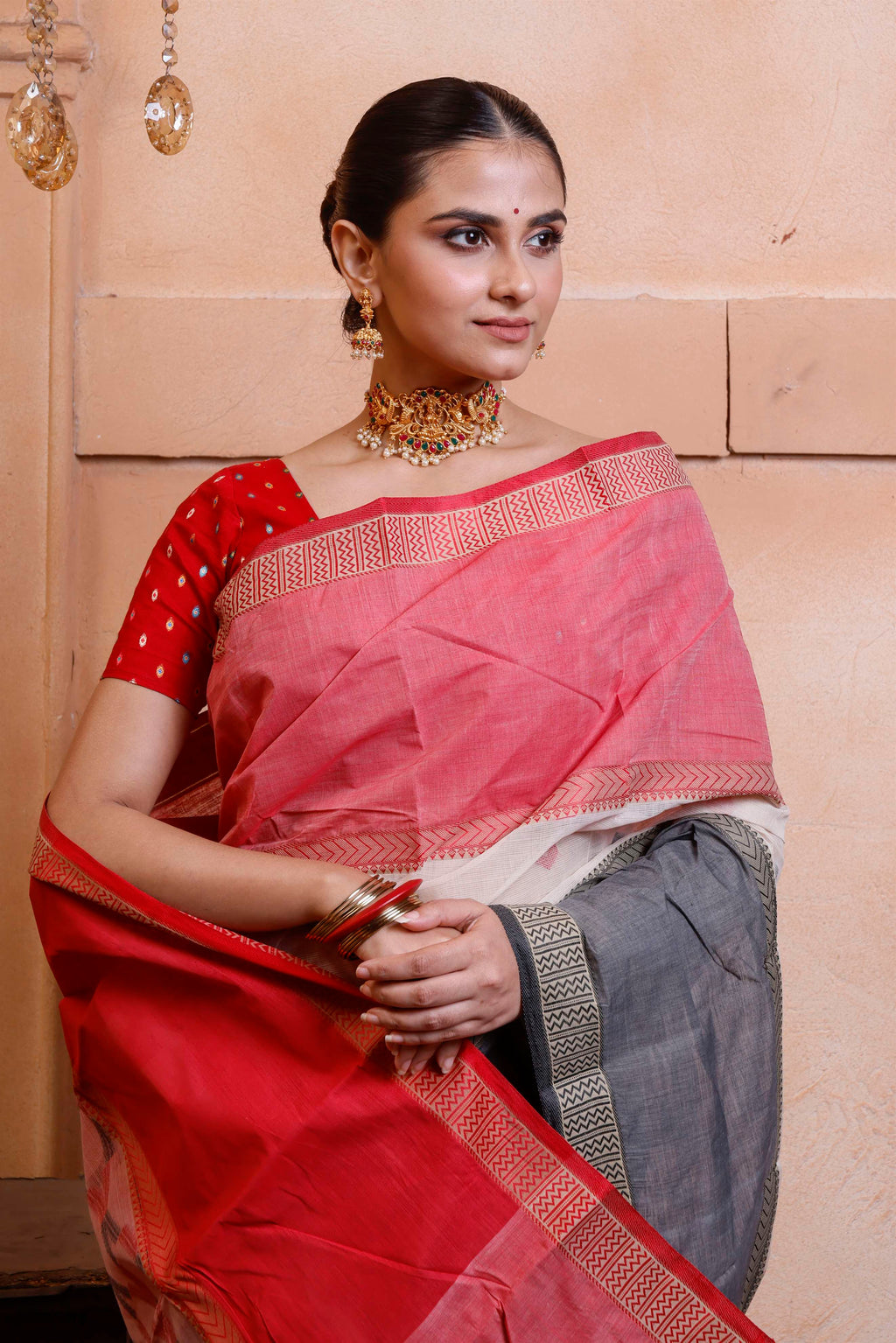 Designer Tant With Ganga Jamuna Border