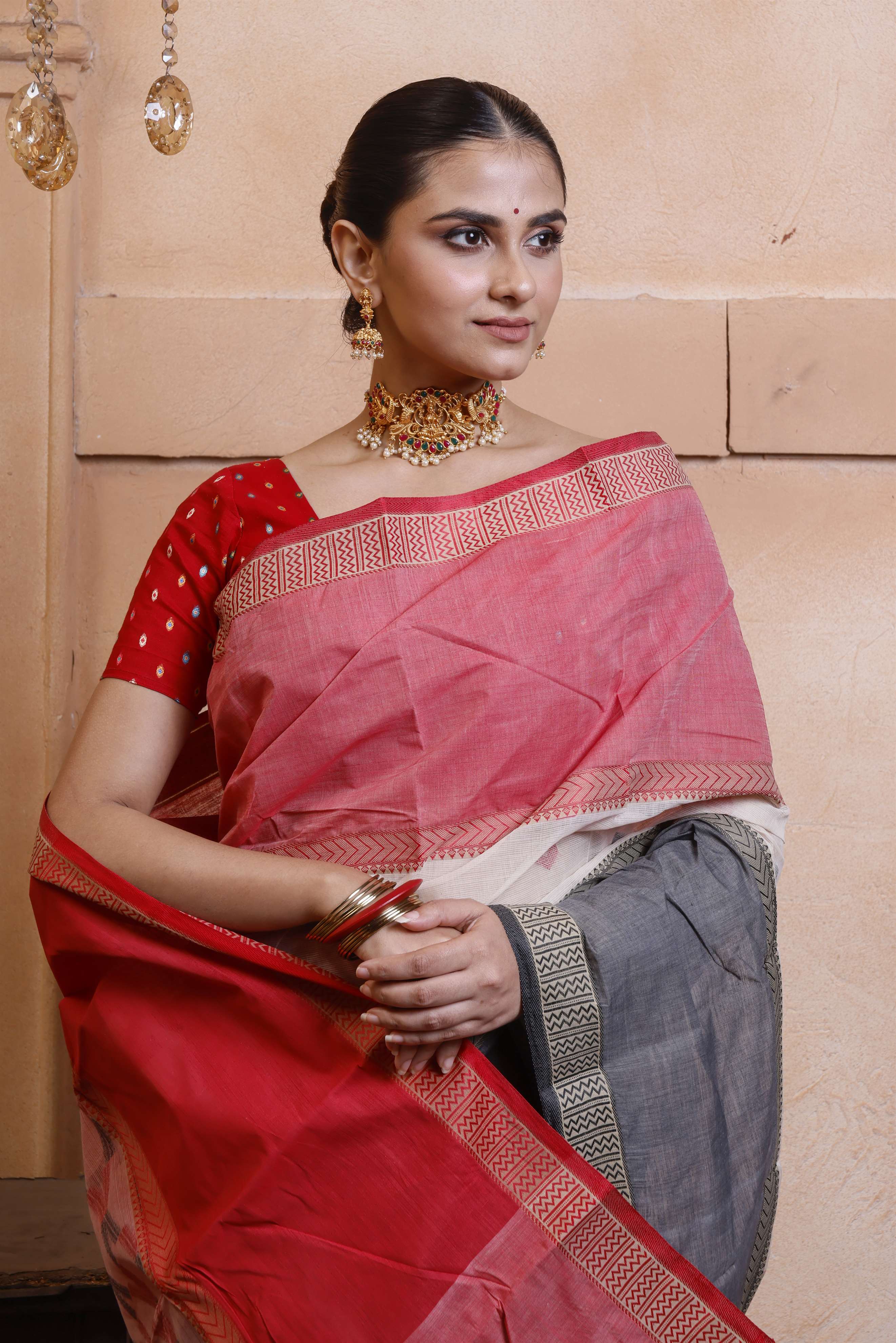 Designer Tant With Ganga Jamuna Border