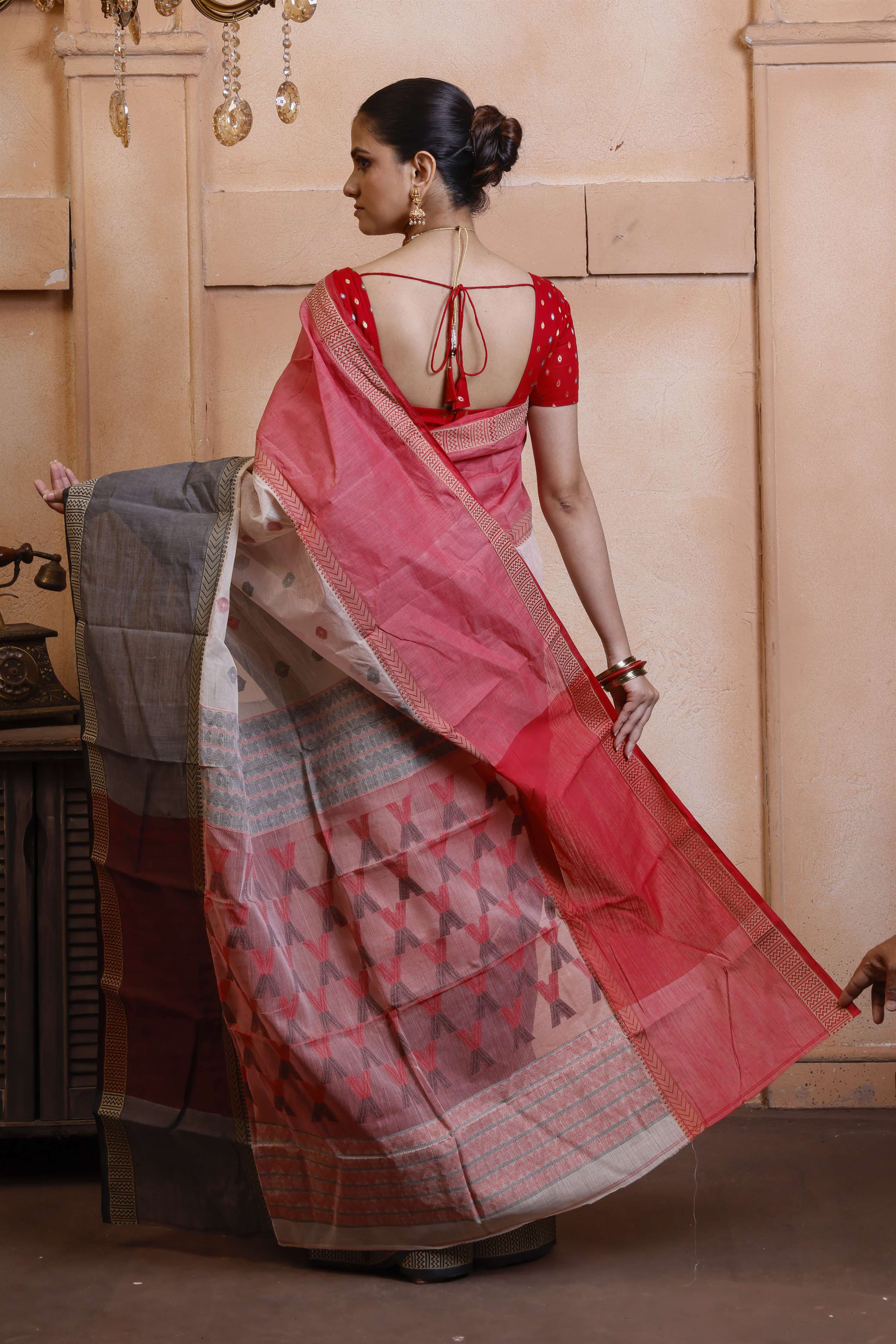 Designer Tant With Ganga Jamuna Border