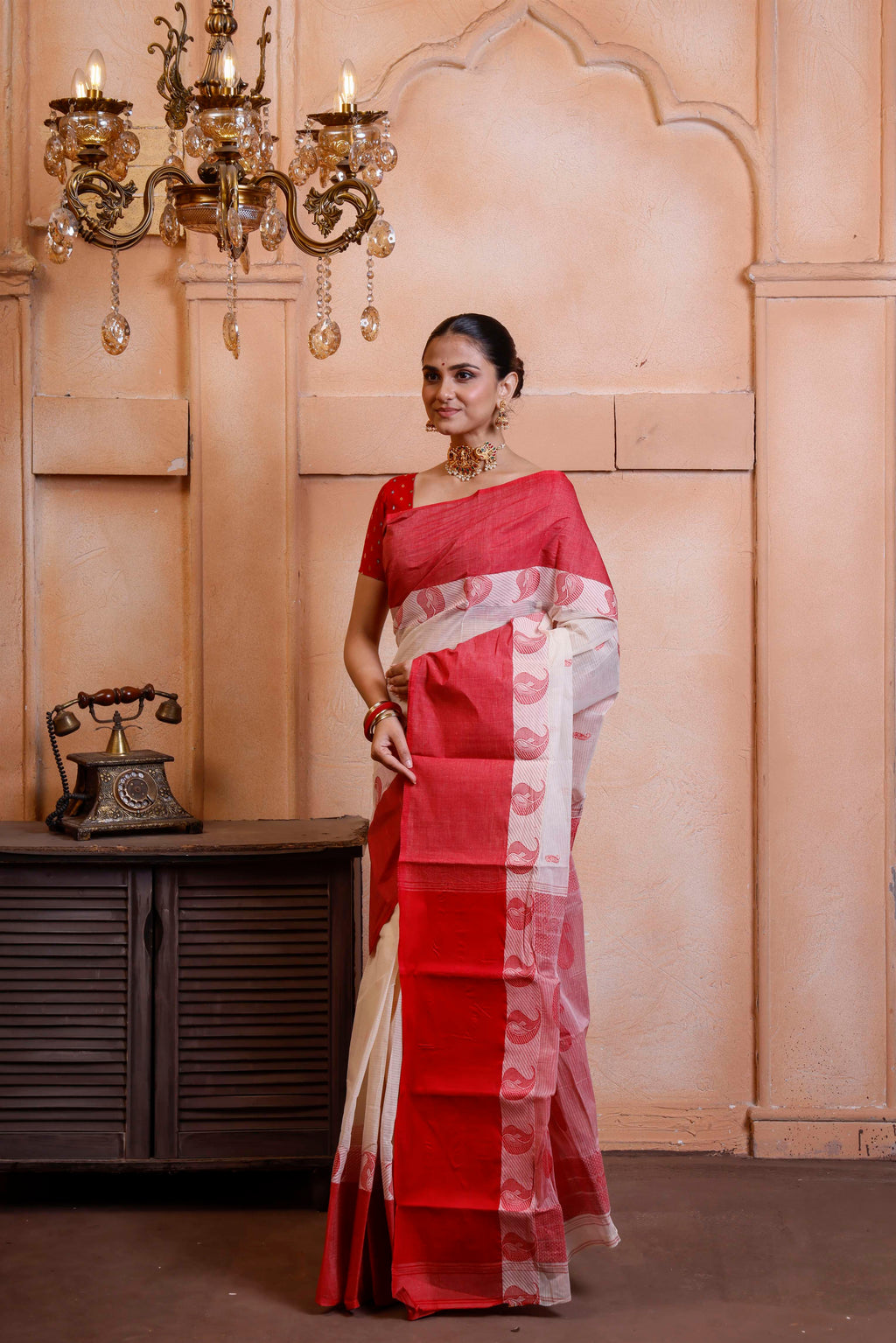 Traditional Tant Saree For Puja