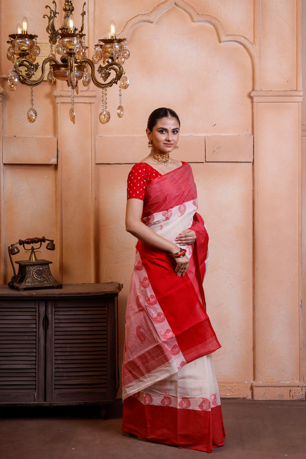 Traditional Tant Saree For Puja