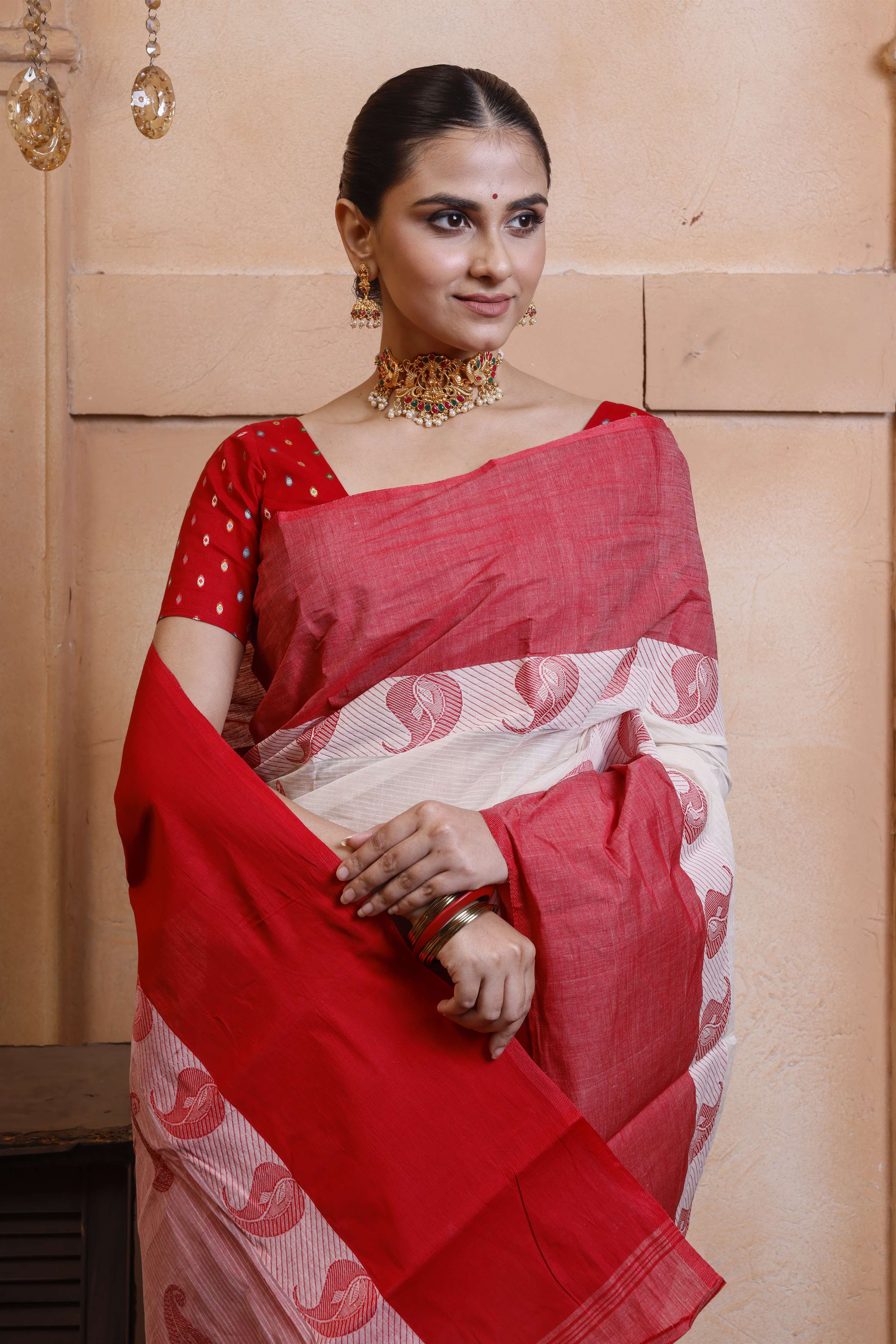 Traditional Tant Saree For Puja