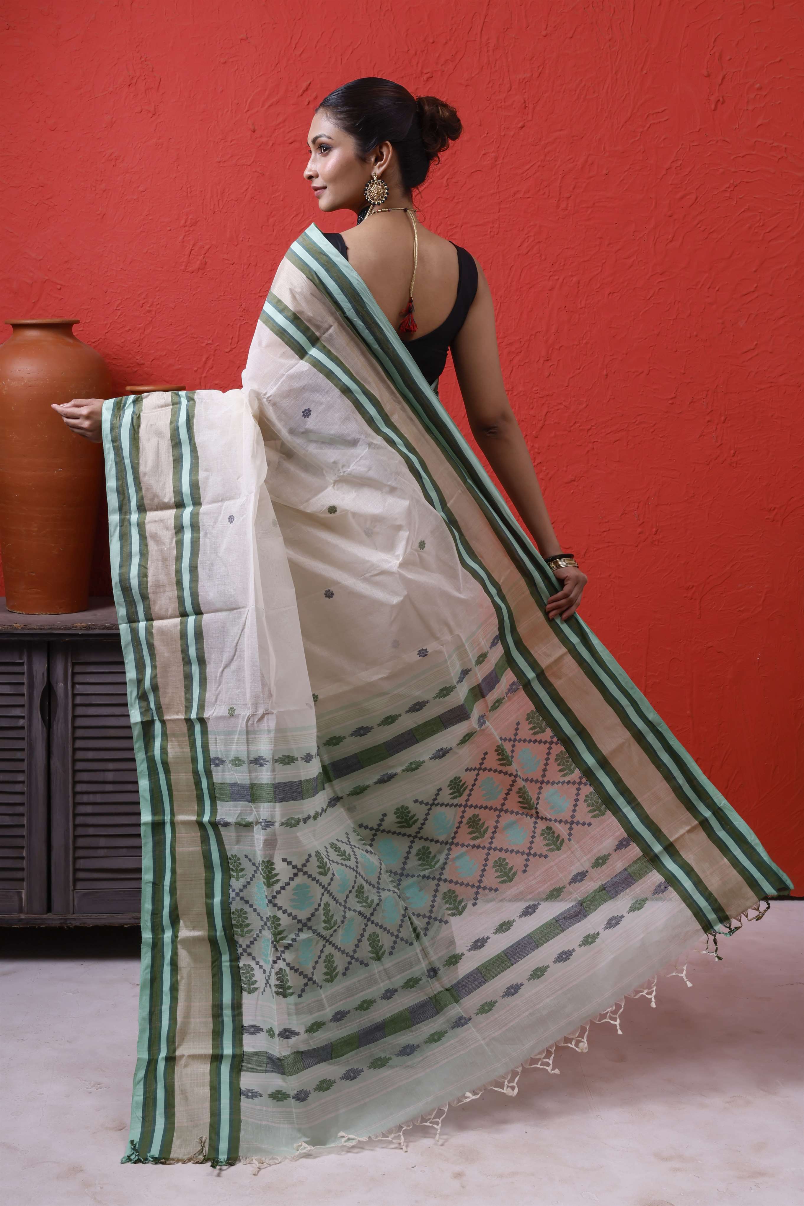 Cotton With Tassar Border