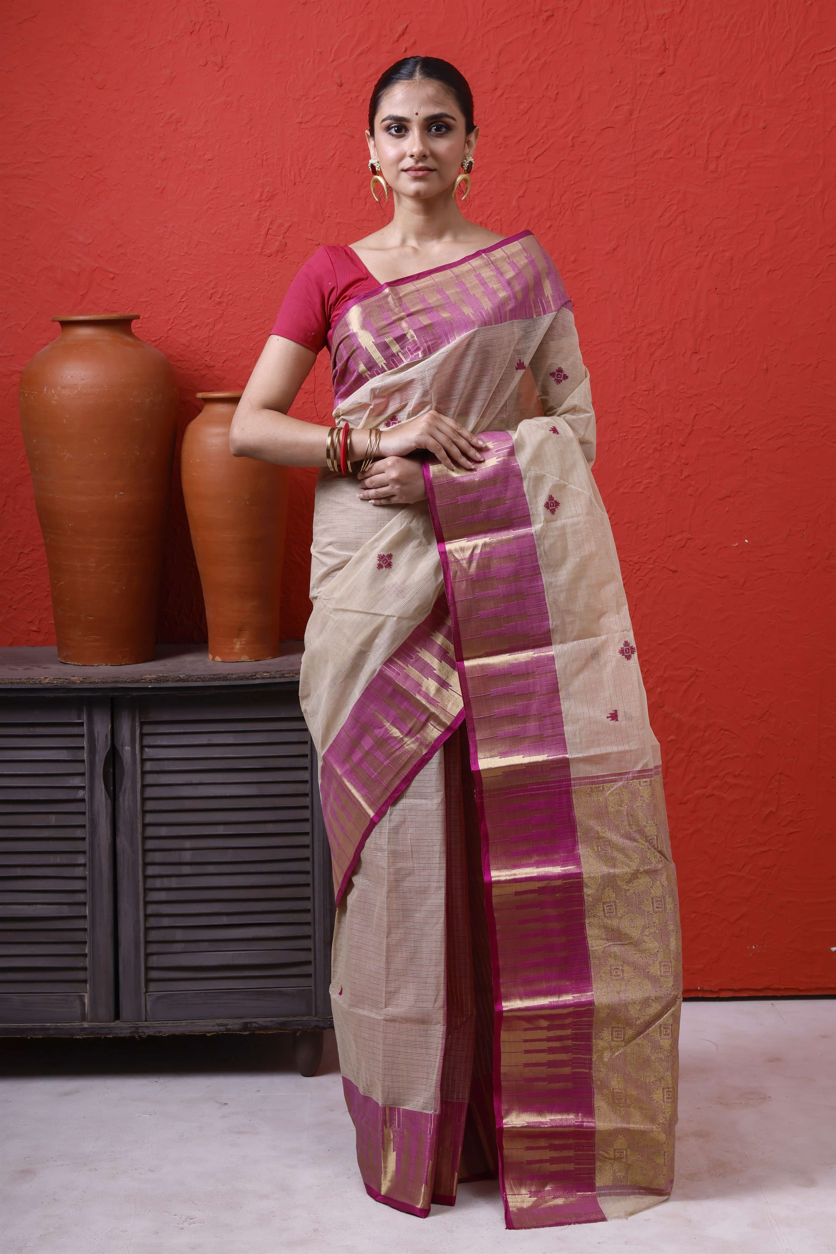 Designer Cotton Tant Benarasi With Patil Pallu