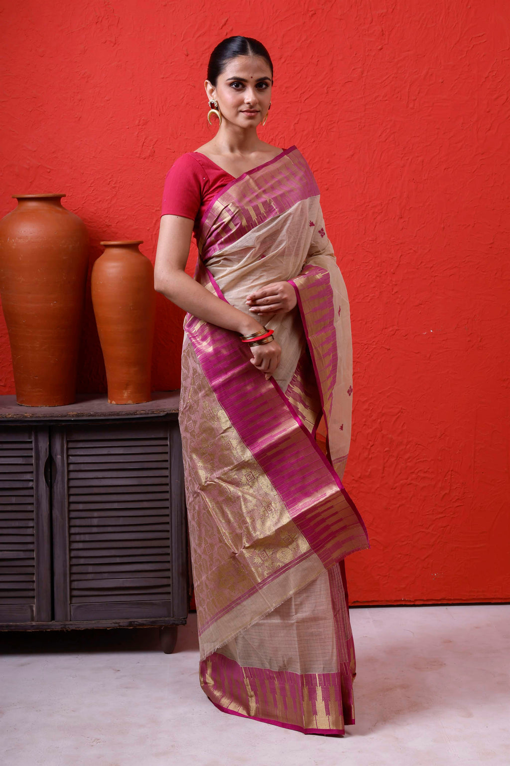 Designer Cotton Tant Benarasi With Patil Pallu