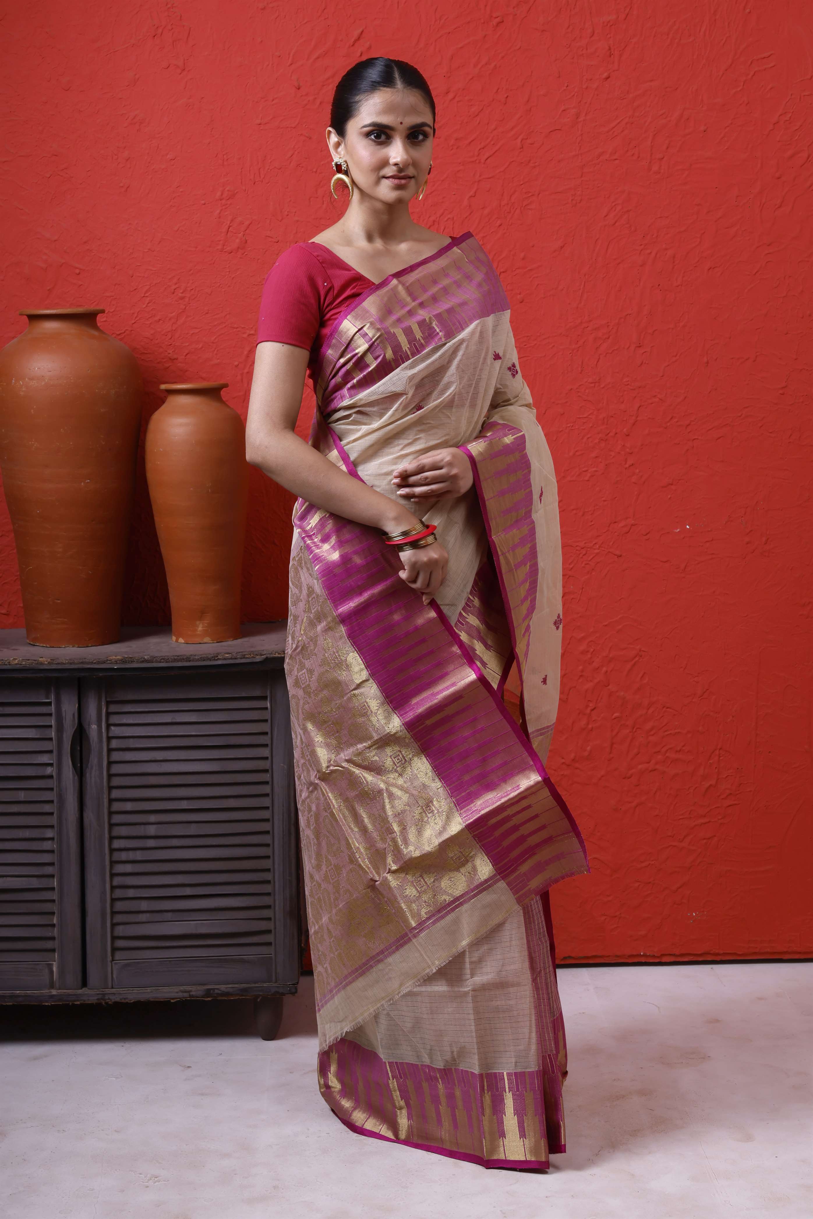 Designer Cotton Tant Benarasi With Patil Pallu