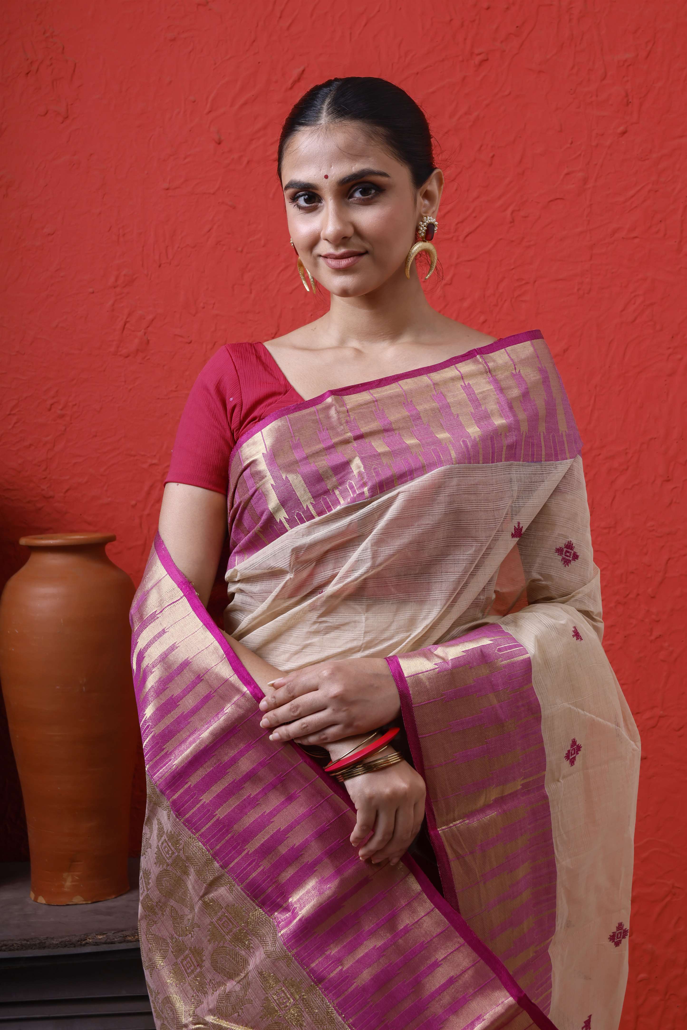 Designer Cotton Tant Benarasi With Patil Pallu