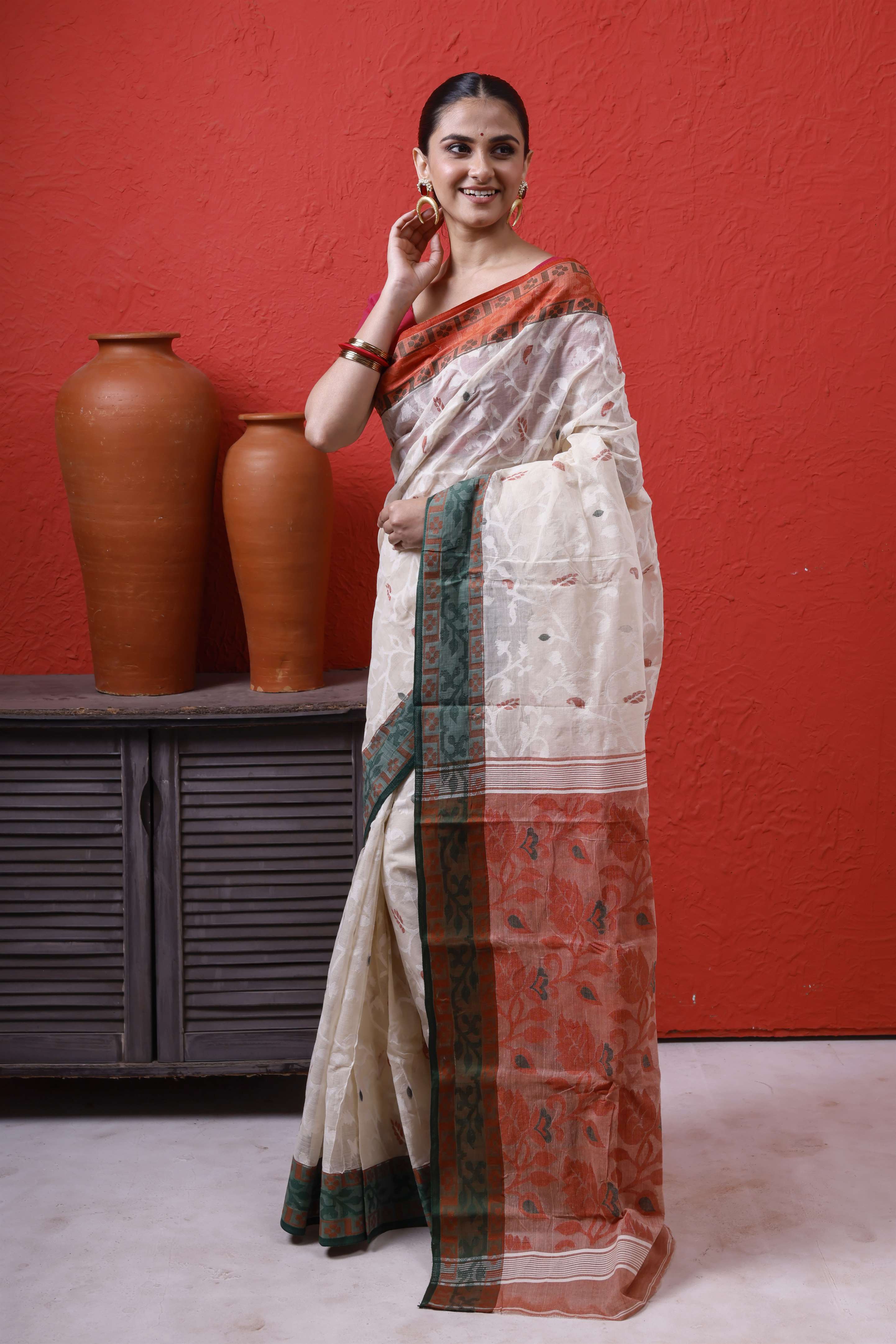 Cotton All Over Jamdani With Ganga Jamuna Border Secondary image