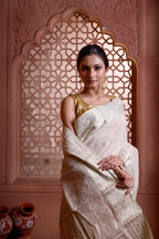Elegant Off White Cotton Tant Banarasi