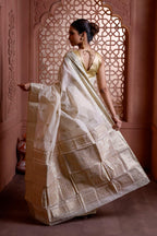 Elegant Off White Cotton Tant Banarasi