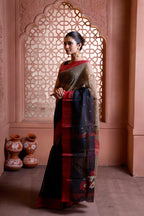 Half half cotton designer with beautiful pallu