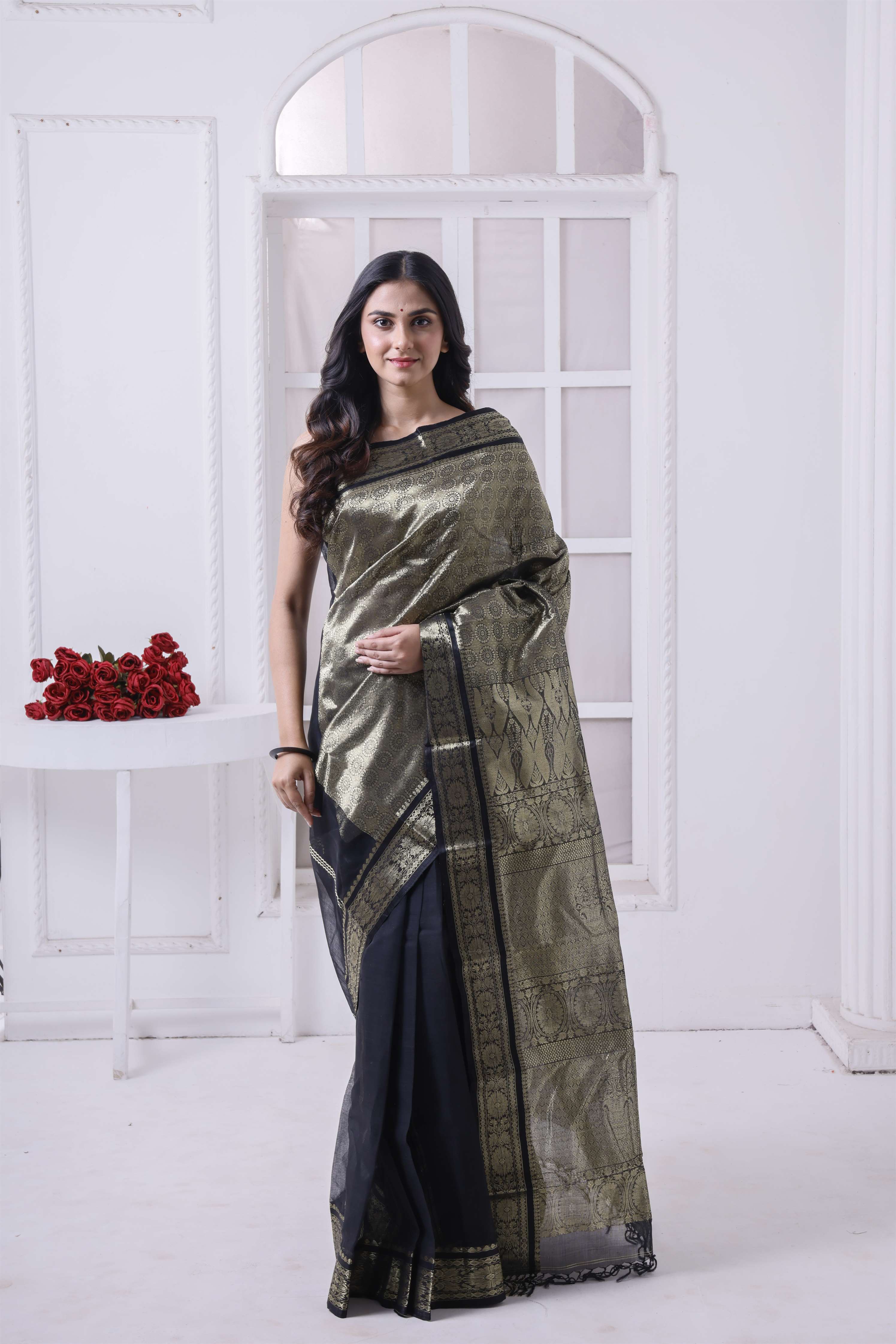 Exclusive Designer Tant Banarasi With Double Pallu