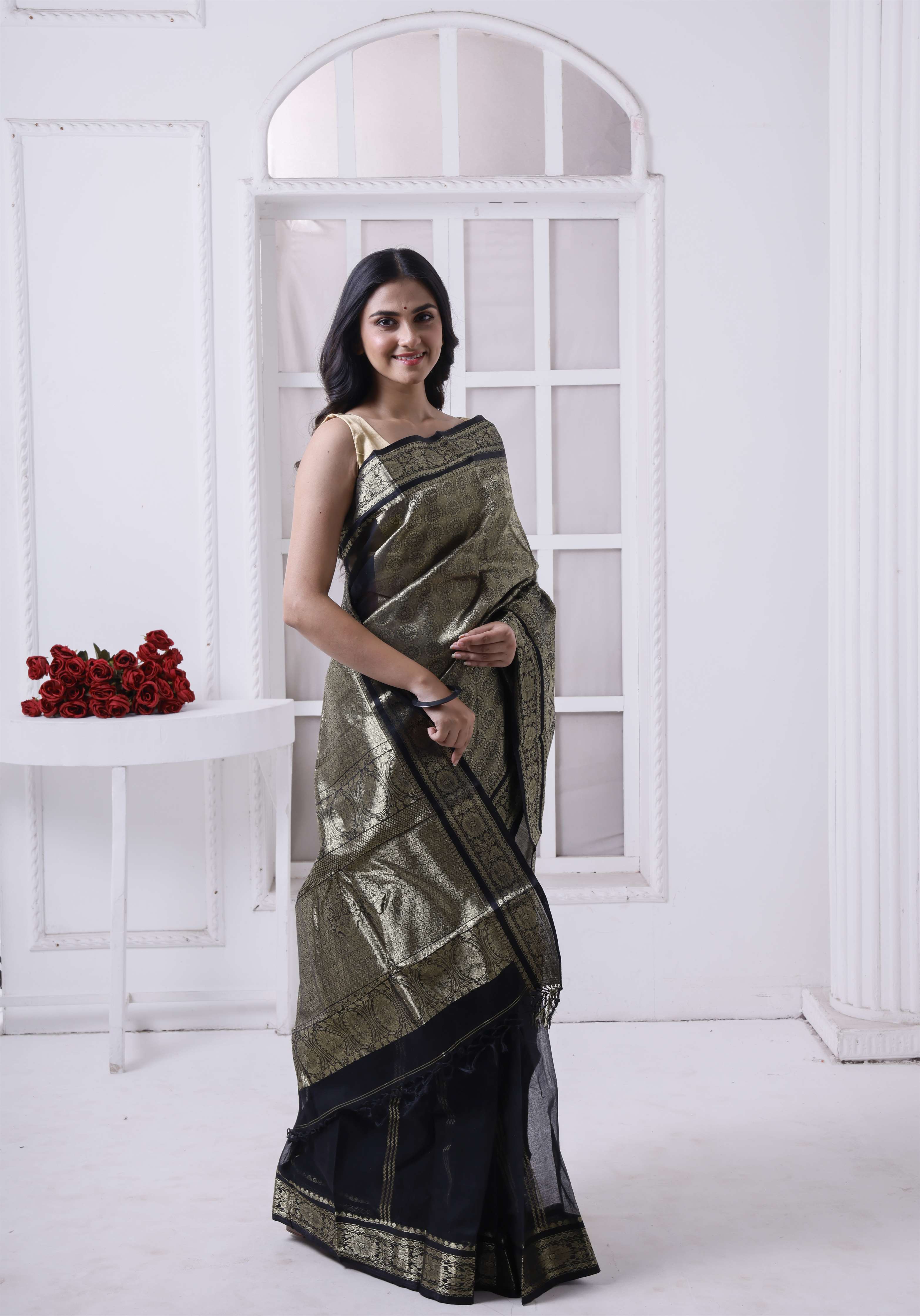 Exclusive Designer Tant Banarasi With Double Pallu