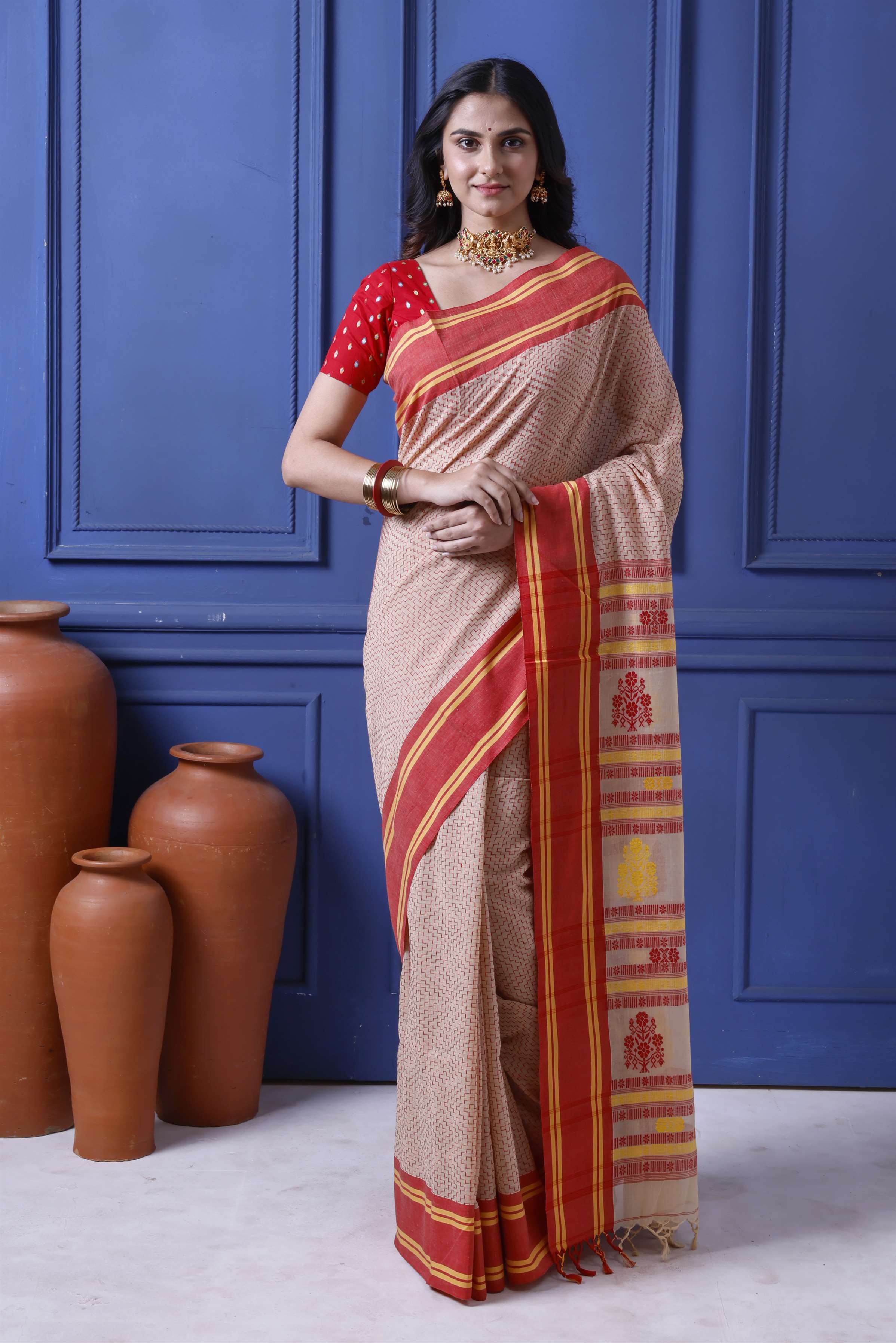 Exclusive Khadi Cotton Inside All Over Katha Work