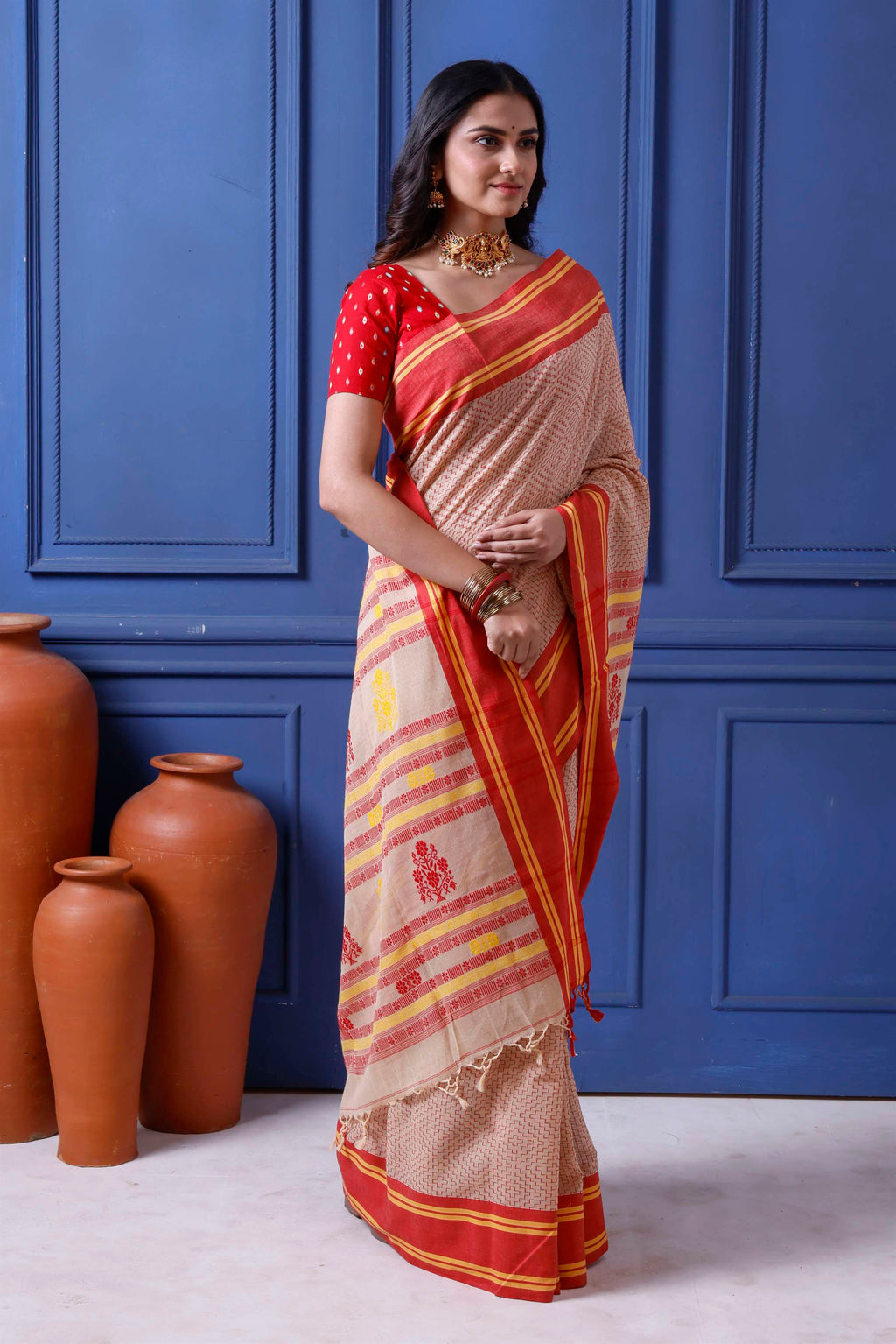 Exclusive Khadi Cotton Inside All Over Katha Work
