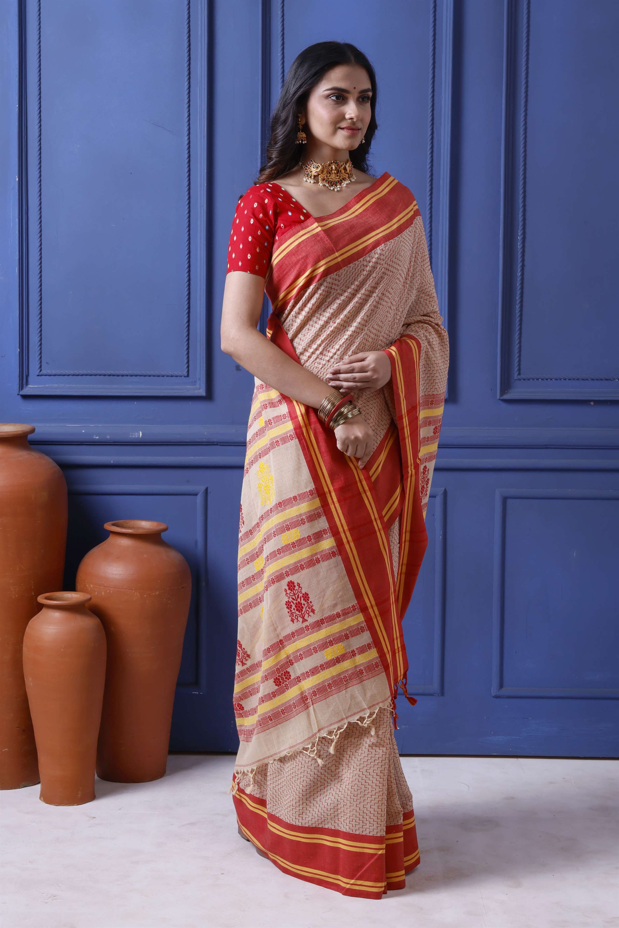 Exclusive Khadi Cotton Inside All Over Katha Work