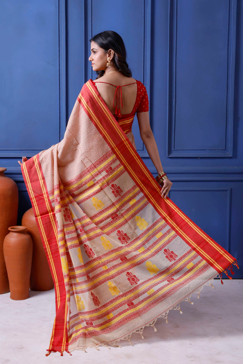 Exclusive Khadi Cotton Inside All Over Katha Work