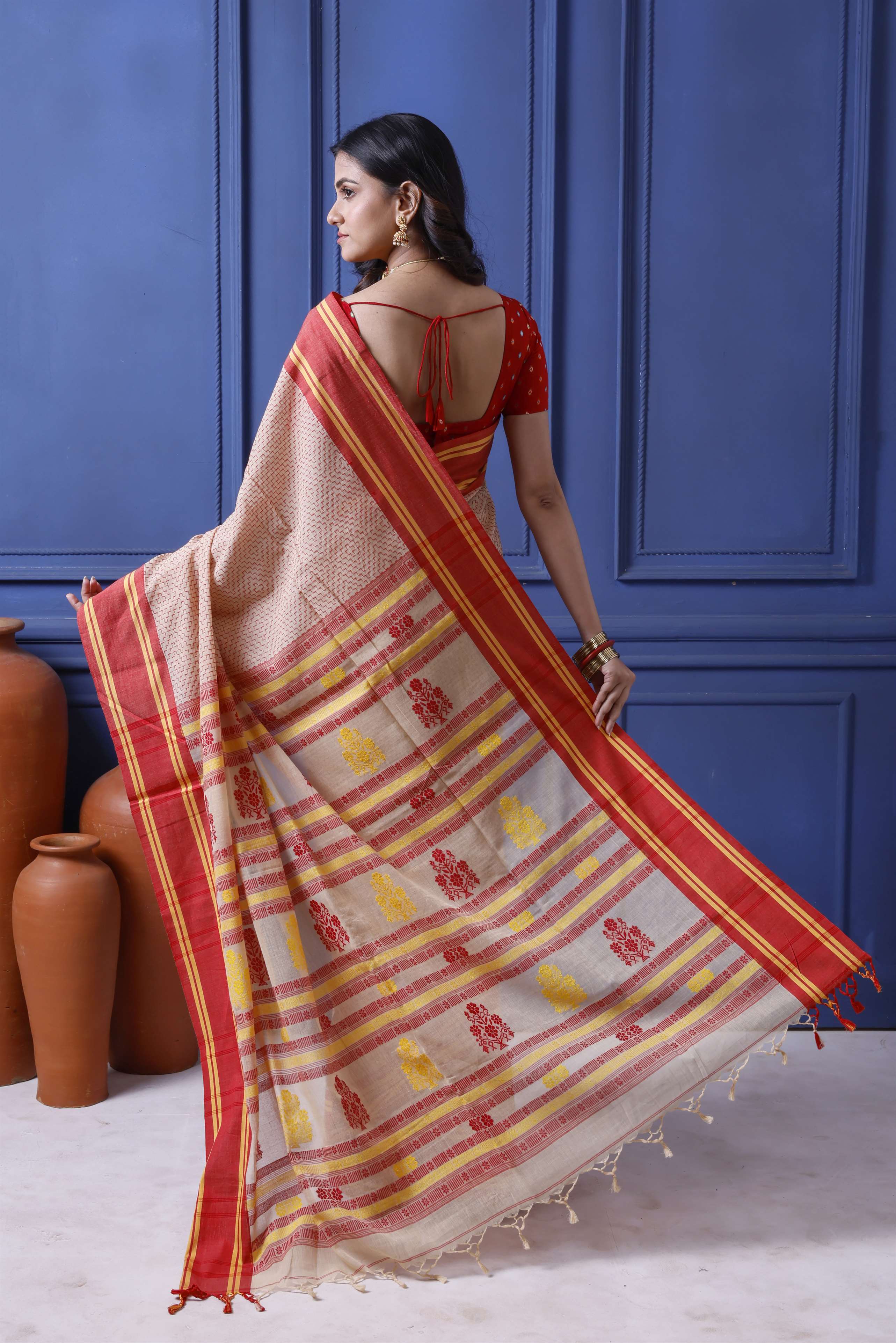 Exclusive Khadi Cotton Inside All Over Katha Work