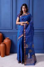 Designer Tant Saree With Small Mina Border