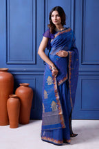 Designer Tant Saree With Small Mina Border
