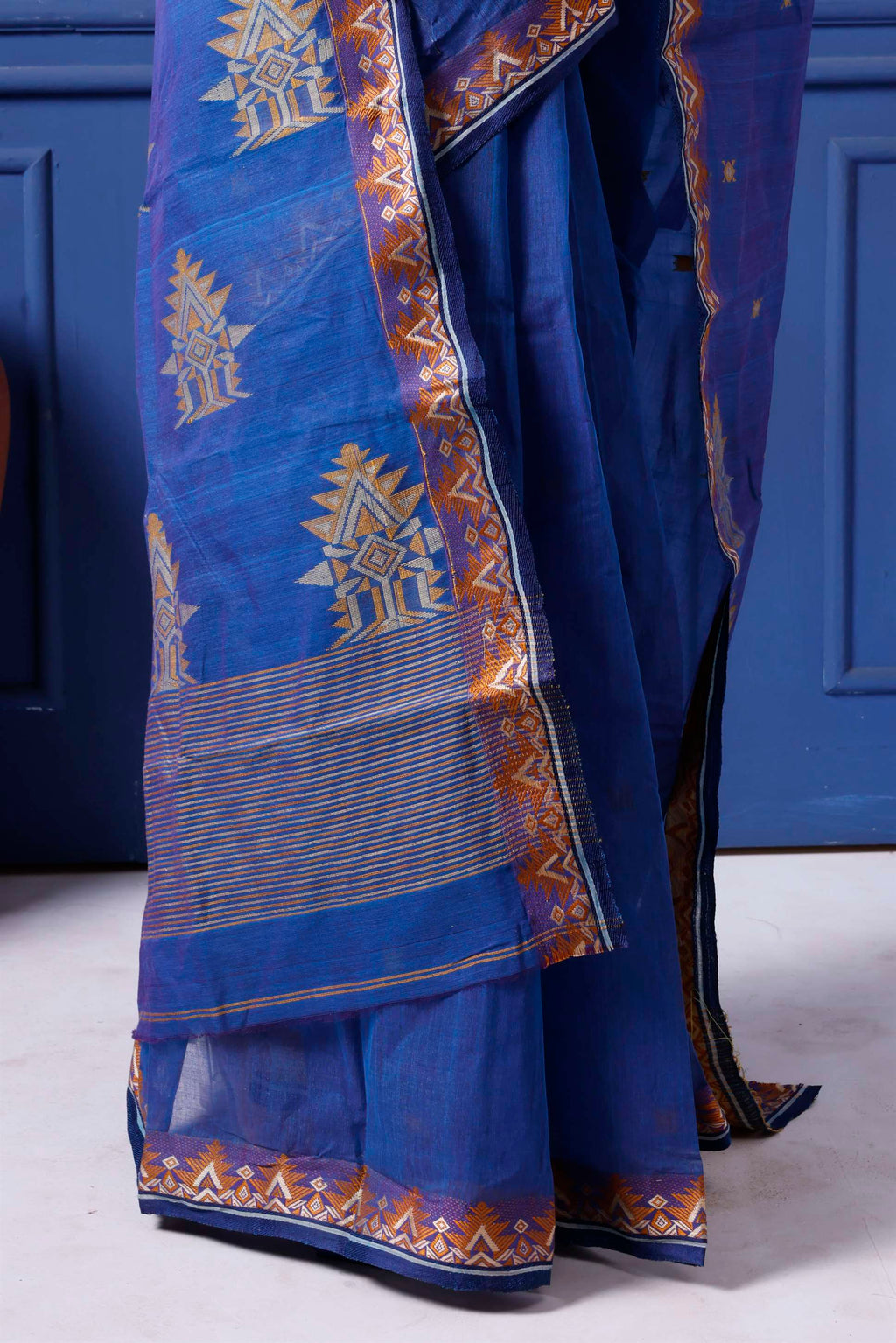 Designer Tant Saree With Small Mina Border